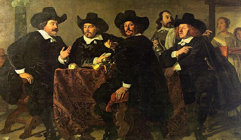 The Regents of the Kloveniersdoelen Eating a Meal of Oysters, Bartholomeus van der Helst